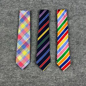 Bullock & Jones Tie Mens 100% Silk LOT of 3 Neckties Made in England Repp Stripe